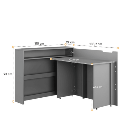 Work Concept Slim Convertible Hidden Desk 90cm