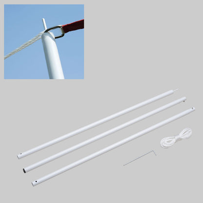 Outsunny 3(m) Awning Sail Shade Canopy Pole Kit Adjustable Pole With Rope Metal - White