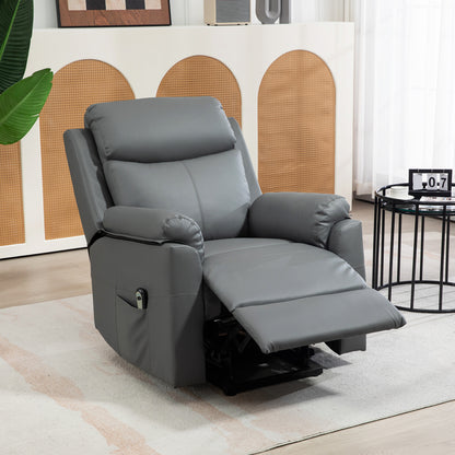 HOMCOM Faux Leather 70√Ç¬∞ Electric Riser Recliner Chair, Charcoal Grey