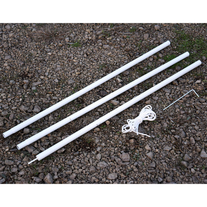 Outsunny 3(m) Awning Sail Shade Canopy Pole Kit Adjustable Pole With Rope Metal - White