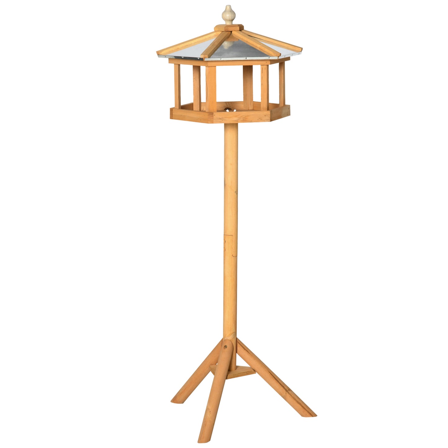 PawHut Wooden Bird Table Free Standing Feeder Garden Sheltered Feeding Station Parrot Stand Birdhouse √é¬¶40x113cm