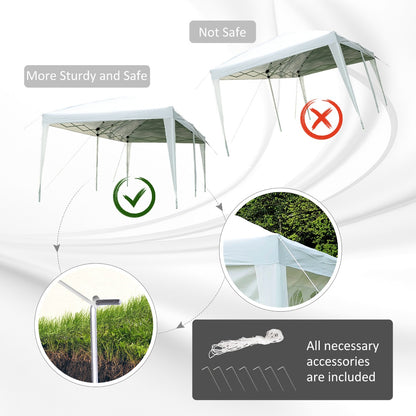 Outsunny 3 x 6 m Garden Pop Up Gazebo, Wedding Party Tent Marquee, Water Resistant Awning Canopy with Sidewalls, Windows, Carry Bag, White