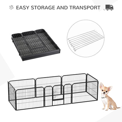 Pawhut Heavy Duty Dog pen 8 Panel Pet Puppy PlayPen Rabbit Hutch Run indoor outdoor Black, 80 x 60 cm