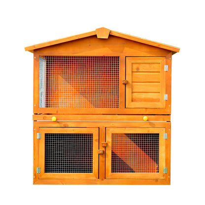 PawHut Wooden Rabbit Hutch House, Size (93.5x55x98 cm)