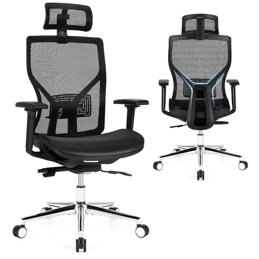 Ergonomic Mesh Office Chair with Sliding Seat, Adjustable Lumbar Support