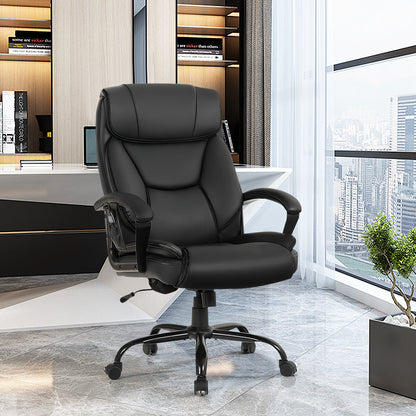 Executive Chair with 6 Point Massage and Adjustable High Back-Black