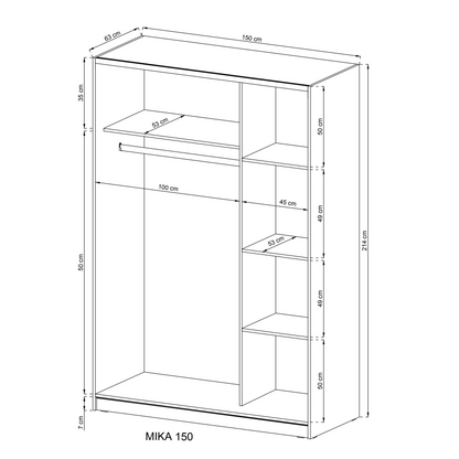 Mika 02 Sliding Door Wardrobe 150cm