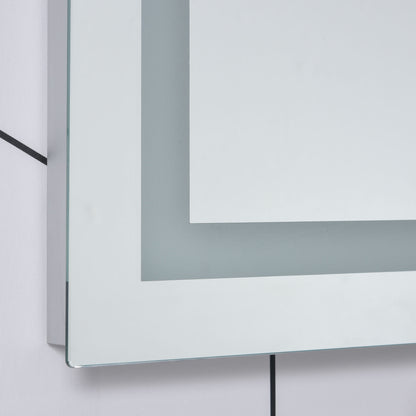 HOMCOM LED Bathroom Mirror, 120Wx60HX4D cm-Silver