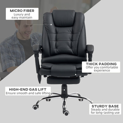 Vinsetto Heated 6 Points Vibration Massage Executive Office Chair Adjustable Swivel Ergonomic High Back Desk Chair Recliner with Footrest Black