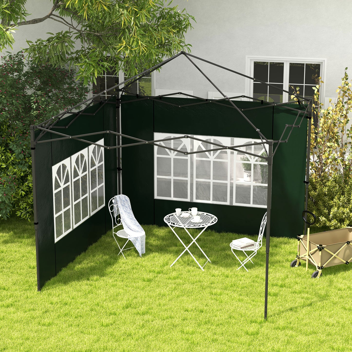 Outsunny 3 Meters Gazebo Side Panels Canopy Marquee Replacement Exchangeable Side Panel Walls (Green)