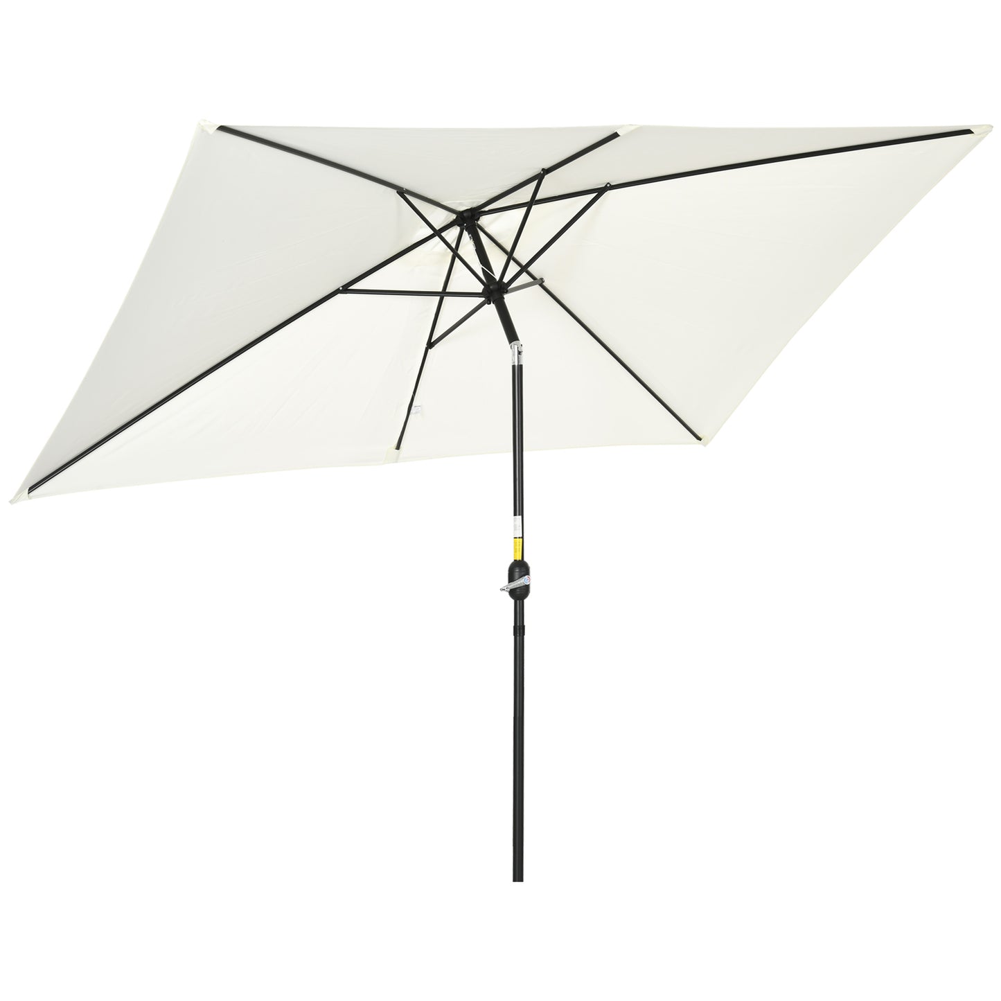 Outsunny 3x2m Garden Parasol Umbrella with Tilt and Crank, Outdoor Sun Shade Canopy with Aluminium Frame and Steel Ribs, Rectangular, Cream White