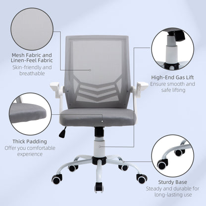 Vinsetto Office Chair, Ergonomic Desk Chair, Executive Computer Chair with 90√Ç¬∞ Flip-up Armrest and Lumbar Support, Adjustable Height for Home/Office, Grey