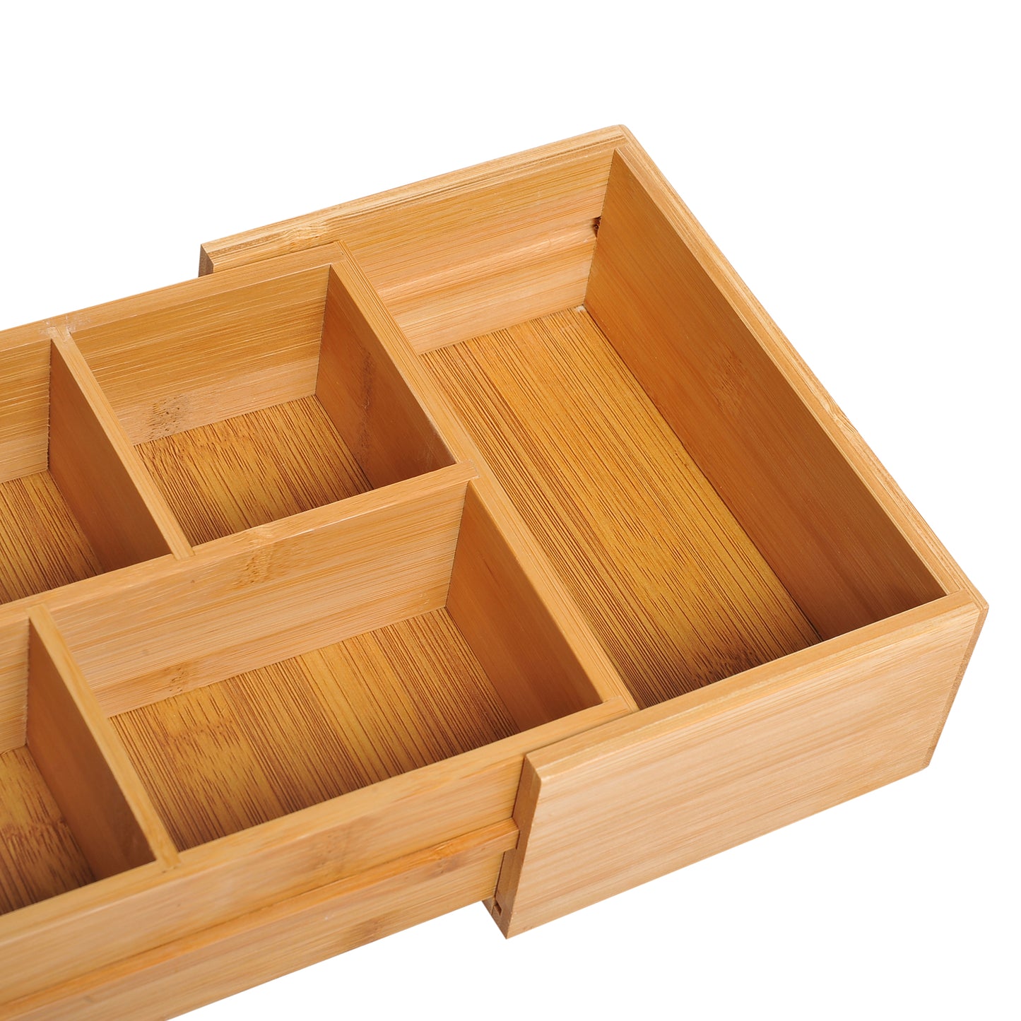 HOMCOM Extendable Drawer Organiser Tray Drawer Inserts Storage Holder Dividers 24.6-41cm, Natural bamboo Colour