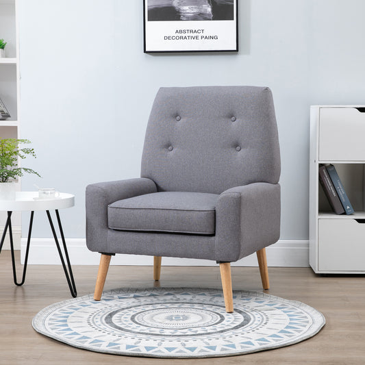 HOMCOM Scandinavian-Style Single Armchair - Grey