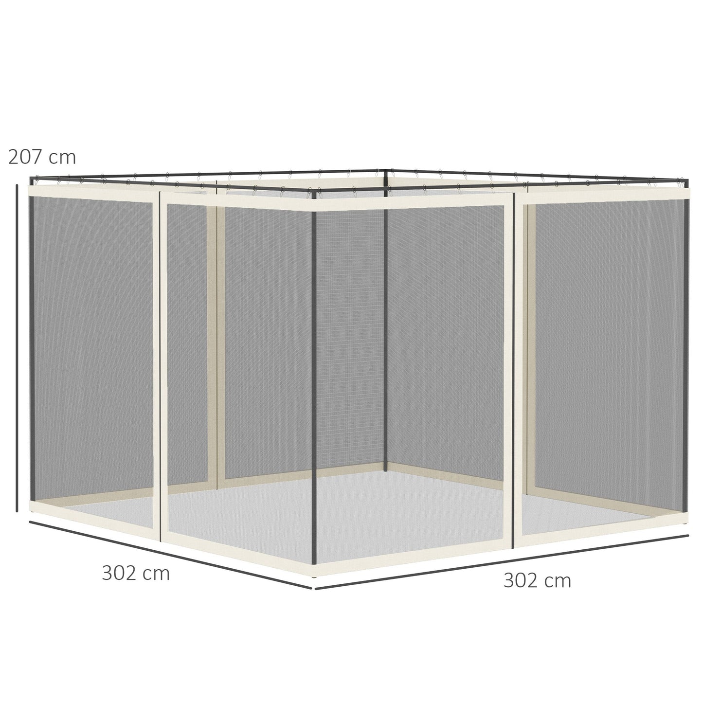 Outsunny 302 x 207cm Universal Replacement Mesh Sidewall Netting for Gazebos and Canopy Tents, (Sidewall Only) White