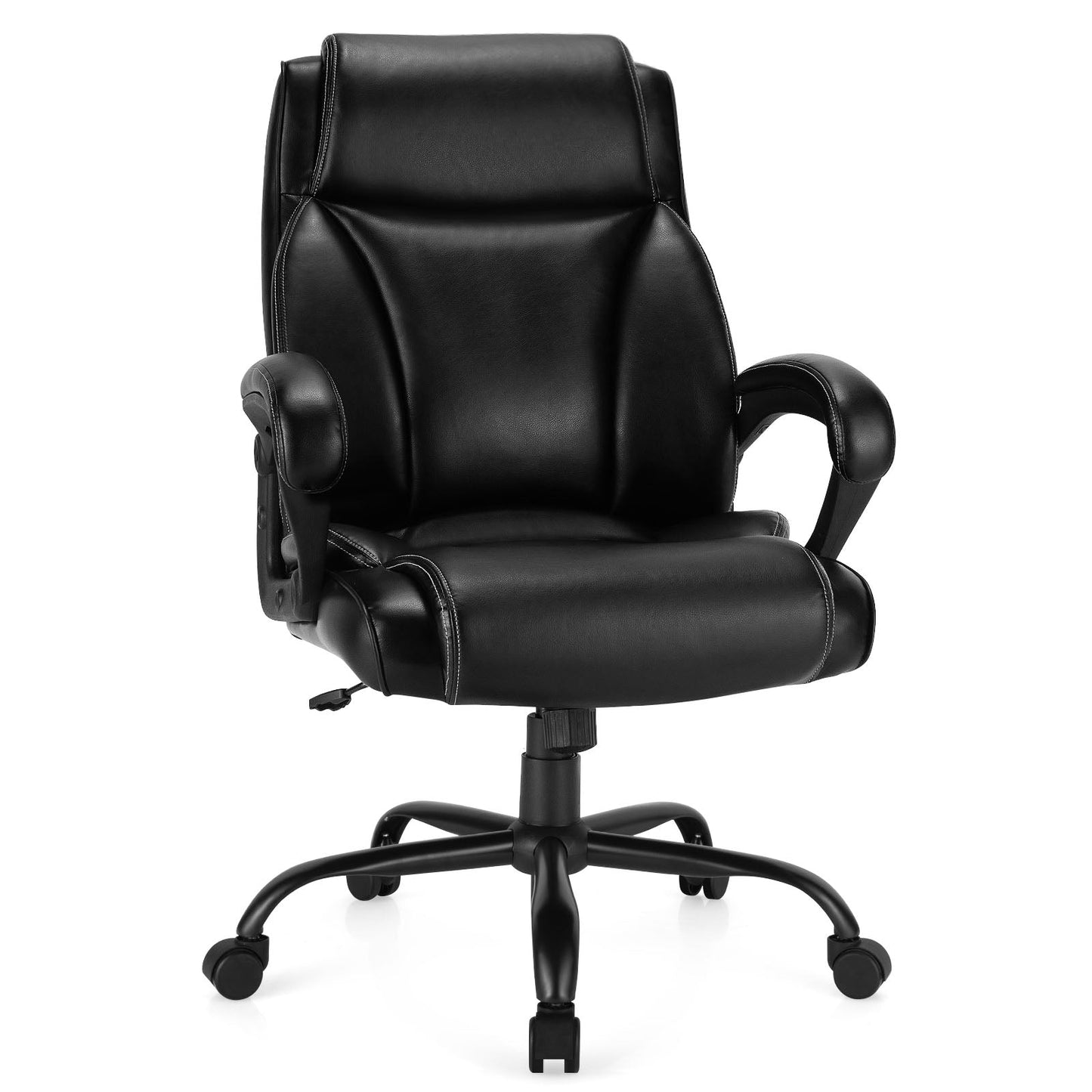 High Back Office Chair with Metal Base and Rocking Backrest