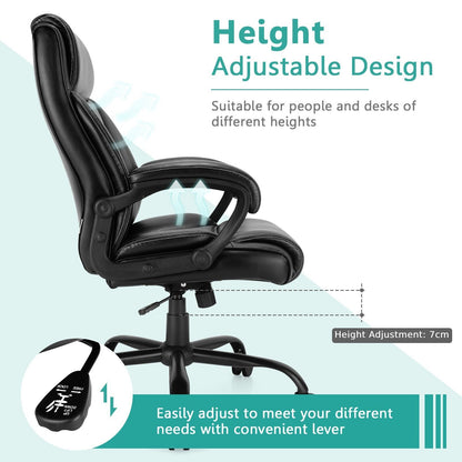 High Back Office Chair with Metal Base and Rocking Backrest