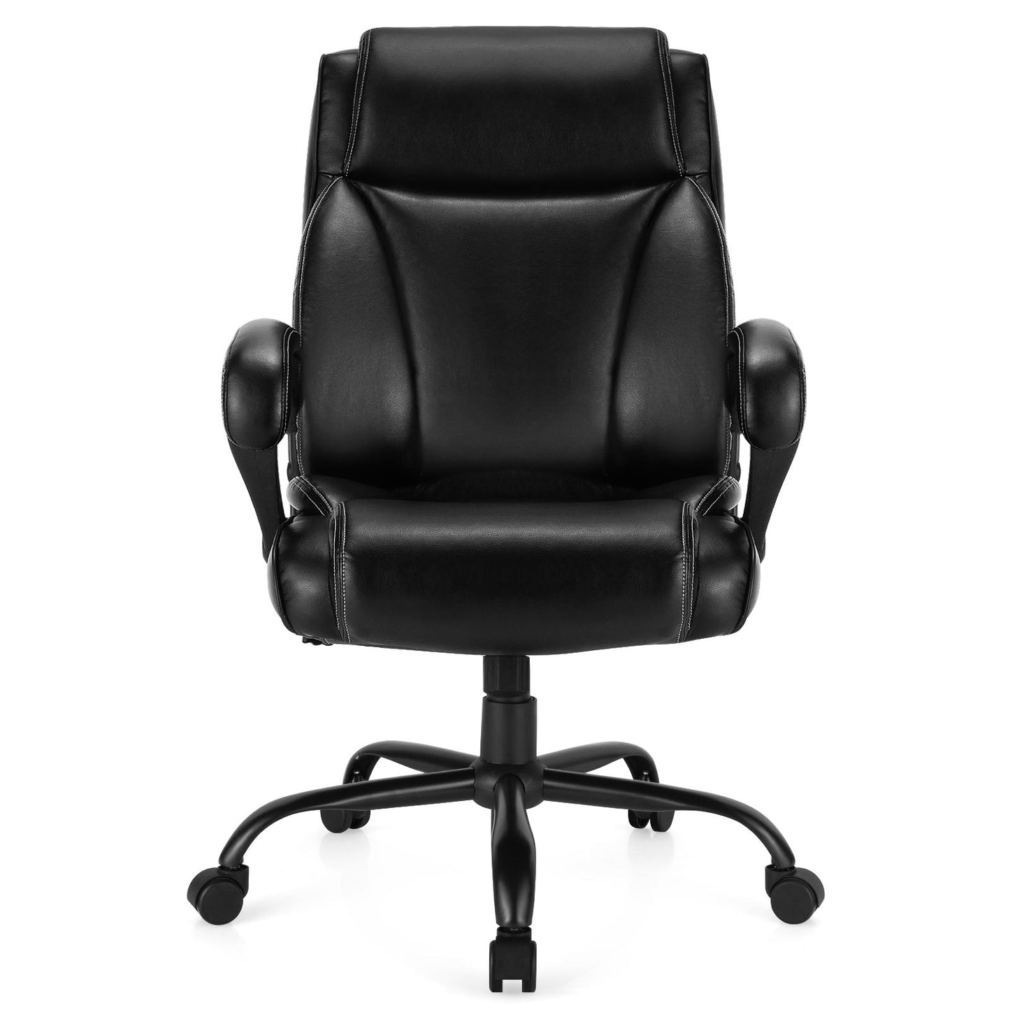 High Back Office Chair with Metal Base and Rocking Backrest