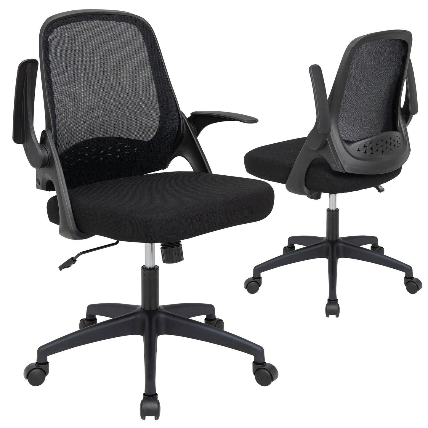 Height Adjust Swivel Rolling Mesh Office Chair with Ergonomic Mid-Back-Black