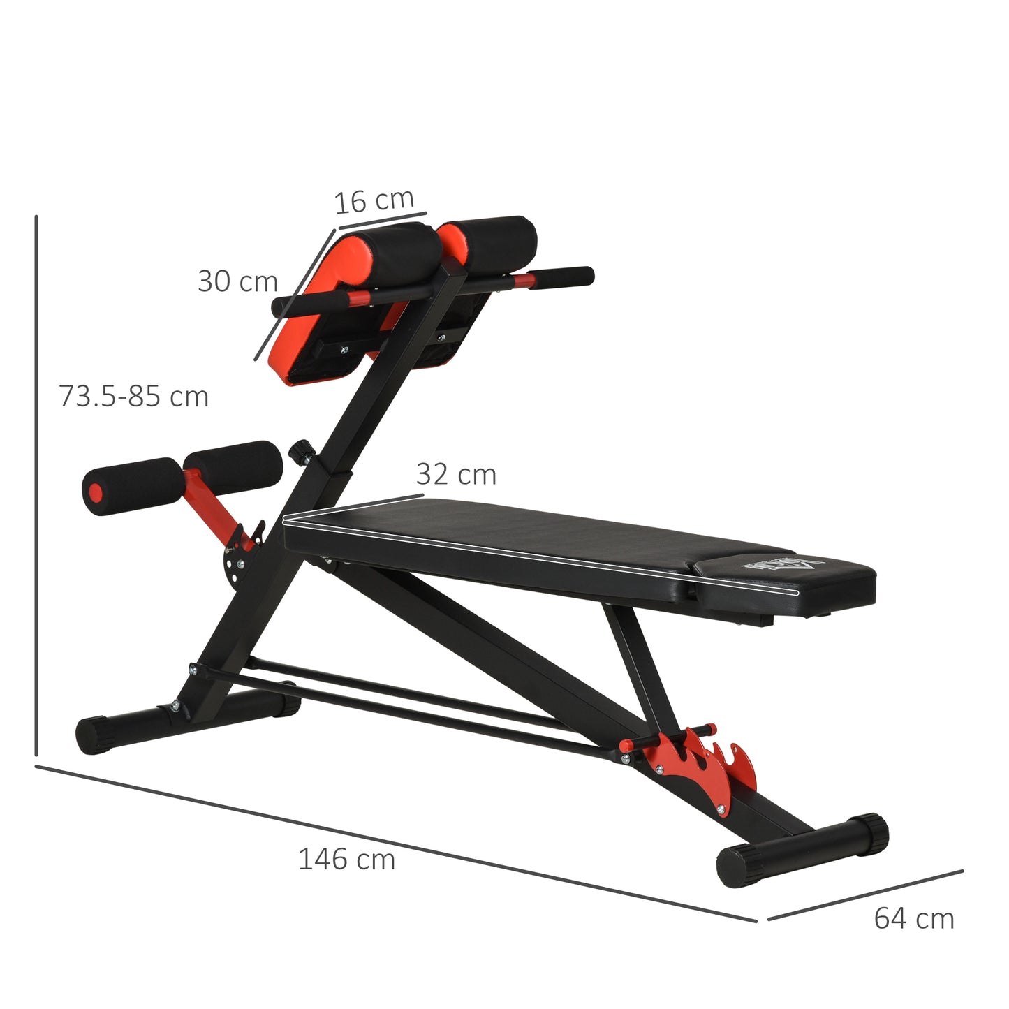 HOMCOM Dumbbell Weight Bench, 7-Level Adjustable Hyper Extension Sit-up Bench, Multifunction Bench Press Gym Bench, Ab Decline Flat Machine