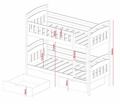 Wooden Bunk Bed Ignas with Storage