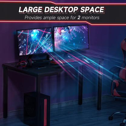 HOMCOM L-Shaped Gaming Desk, Computer Corner Desk, Home Office Workstation with Cable Management, 145 x 81 x 76cm, Black, Left