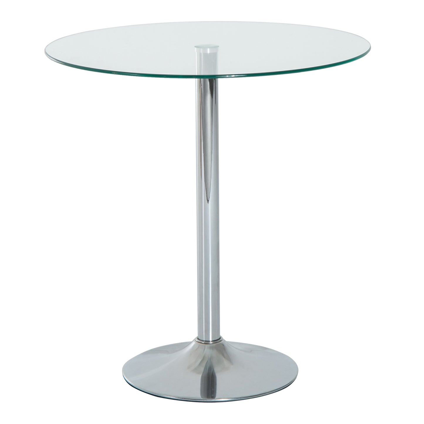 HOMCOM Round Dining Table, Modern Kitchen Table with Tempered Glass Top Chrome Stand, 70 x 70 x 74.5cm