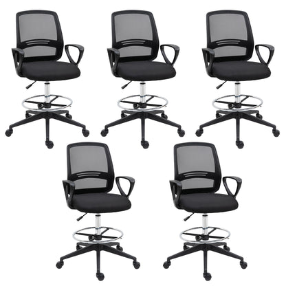 Vinsetto Ergonomic Mesh Back Drafting Chair, Tall Office Chair, Draughtsman Chair with Adjustable Height and Footrest 360√Ç¬∞ Swivel, Set of 5