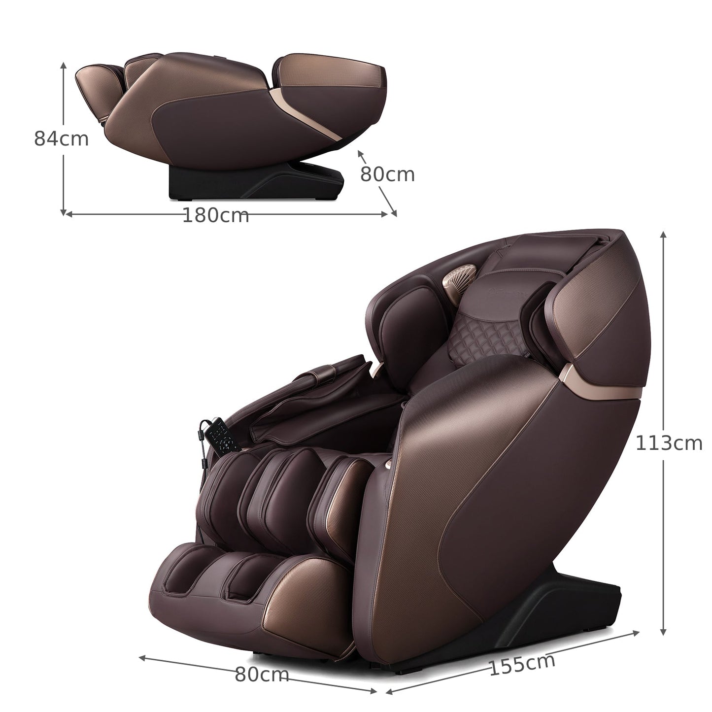 Full Body Electric Zero Gravity Massage Recliner with Foot Roller-Brown