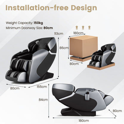 Full Body Electric Zero Gravity Massage Recliner with Foot Roller-Black