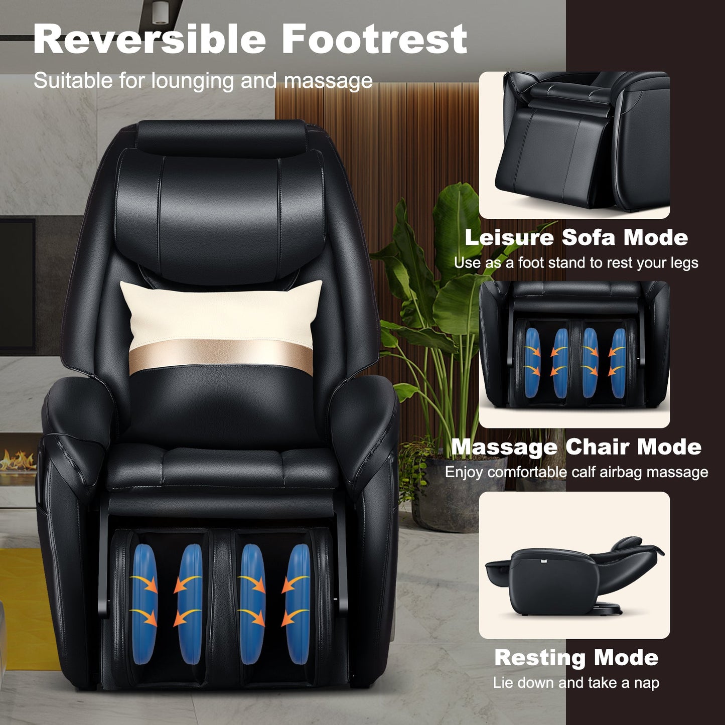 3D Zero Gravity Massage Chair with Full Body Massage and Back Heater-Black