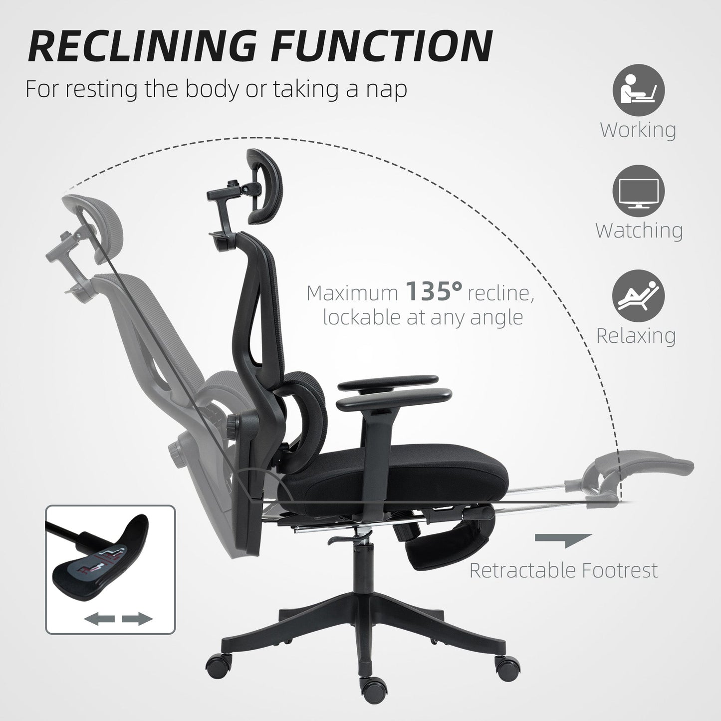 HOMCOM Ergonomic and Adjustable Office Chair - Black