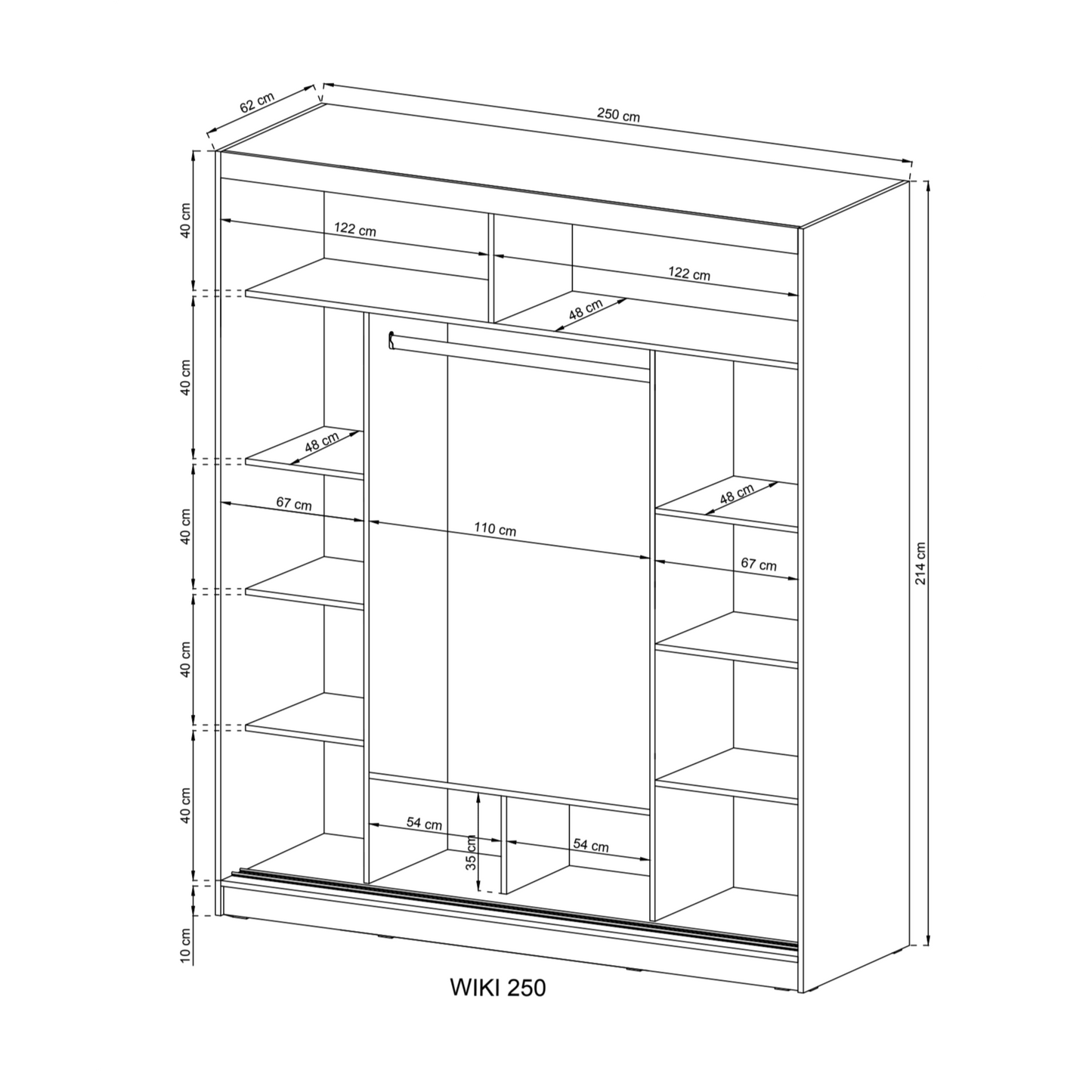 Wiki 250 Sliding Door Wardrobe 250cm