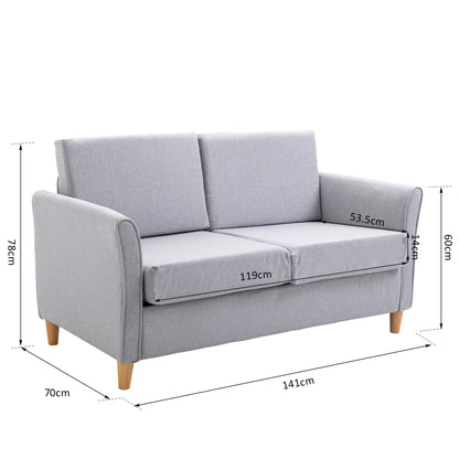 HOMCOM Two-Seater Linen-Look Sofa - Grey