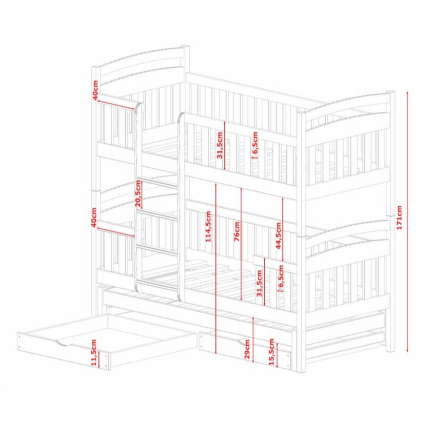 Laboo Bunk Bed with Trundle and Storage