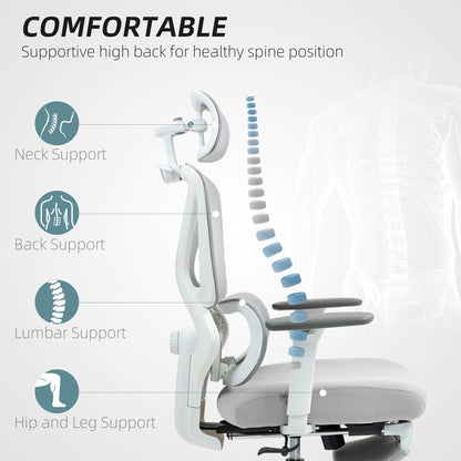 HOMCOM Ergonomic and Adjustable Office Chair - Grey