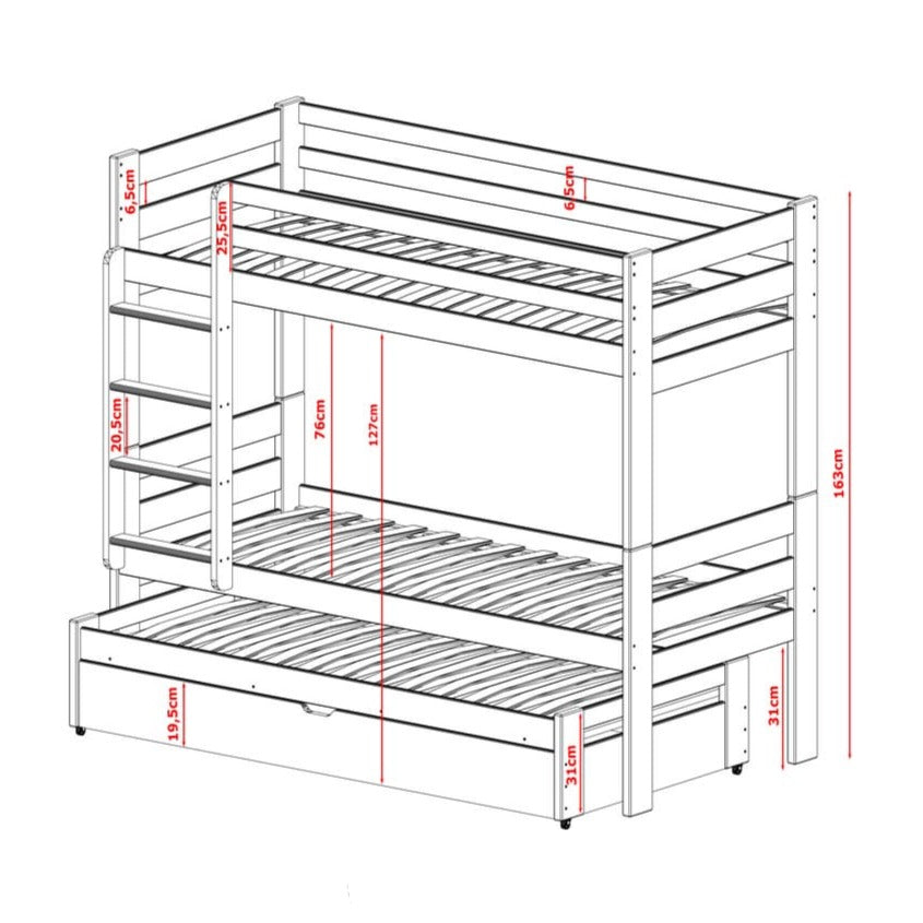 Lessi Bunk Bed with Trundle and Storage