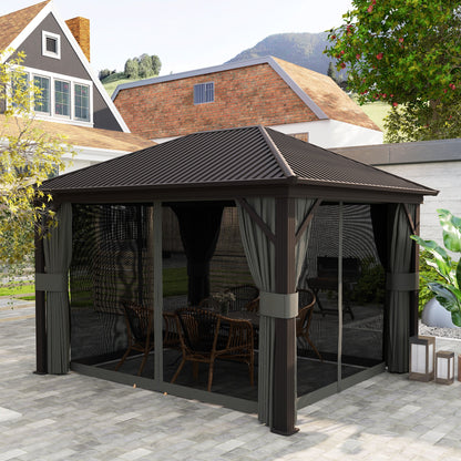 Outsunny 3.6 x 3(m) Aluminium Frame Hardtop Gazebo, with Accessories