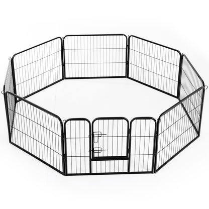 Pawhut Heavy Duty Dog pen 8 Panel Pet Puppy PlayPen Rabbit Hutch Run indoor outdoor Black, 80 x 60 cm