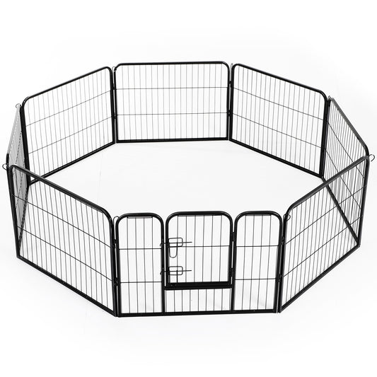 Pawhut Heavy Duty Dog pen 8 Panel Pet Puppy PlayPen Rabbit Hutch Run indoor outdoor Black, 80 x 60 cm