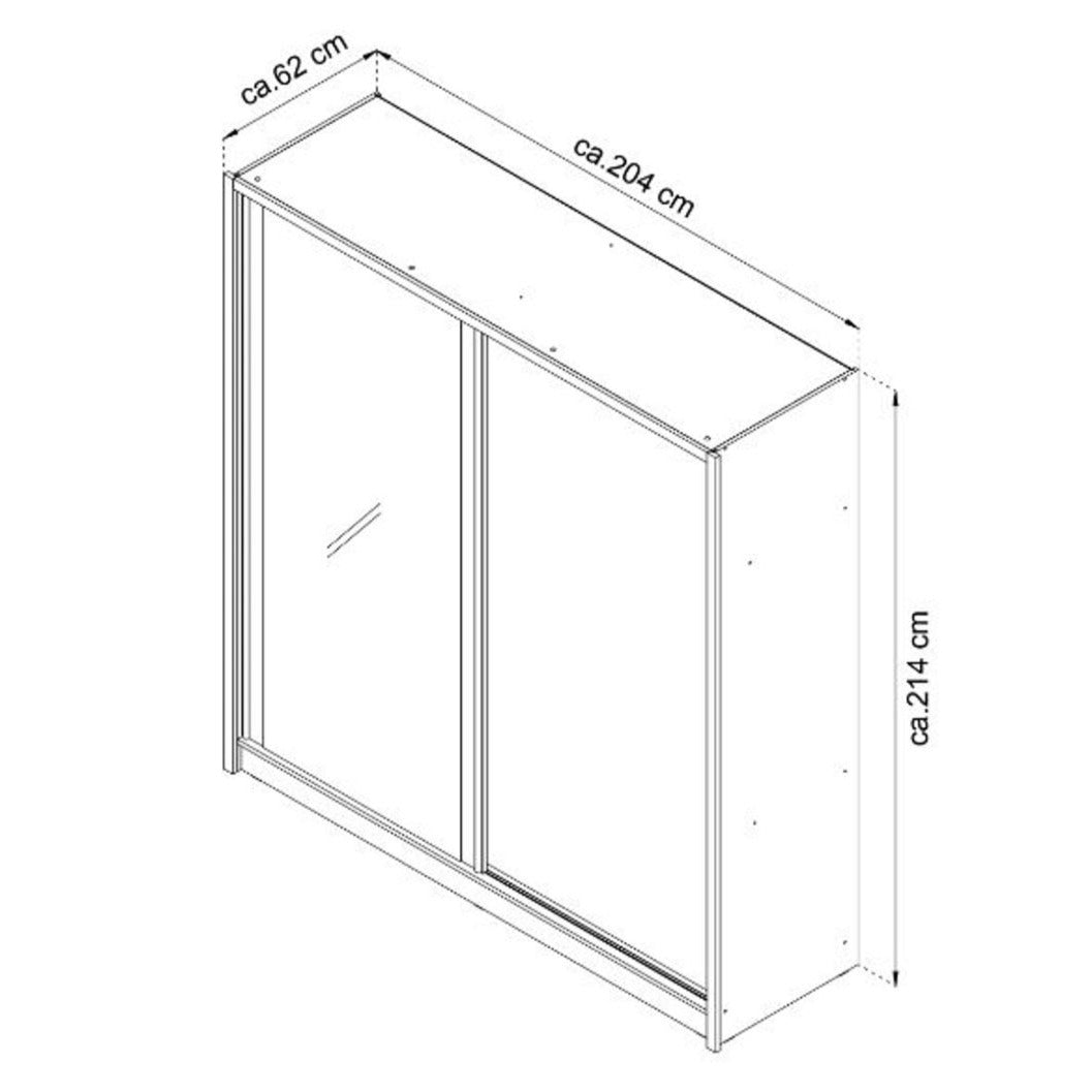 Luca Sliding Door Wardrobe 200cm [Mirror]