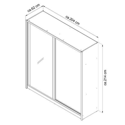 Luca Sliding Door Wardrobe 200cm [Mirror]