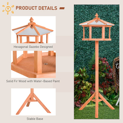 PawHut Wooden Bird Table Free Standing Feeder Garden Sheltered Feeding Station Parrot Stand Birdhouse √é¬¶40x113cm