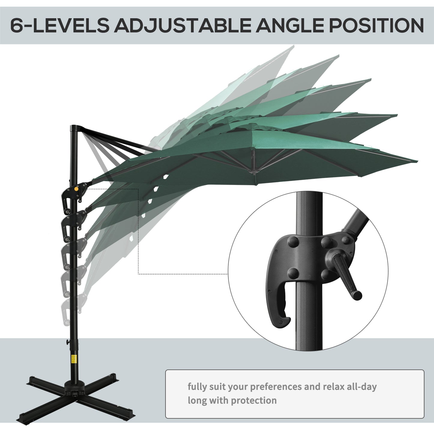 Outsunny Umbrella Parasol W/360√Ç¬∞ Rotation √é¬¶294x248H cm-Green