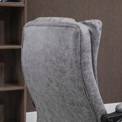 Vinsetto Home Office Chair Microfibre Desk Chair with Reclining Function Armrests Swivel Wheels Footrest Grey