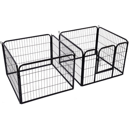 Pawhut Heavy Duty Dog pen 8 Panel Pet Puppy PlayPen Rabbit Hutch Run indoor outdoor Black, 80 x 60 cm