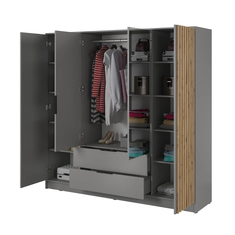 Nelly Hinged Door Wardrobe 206cm [Mirror]