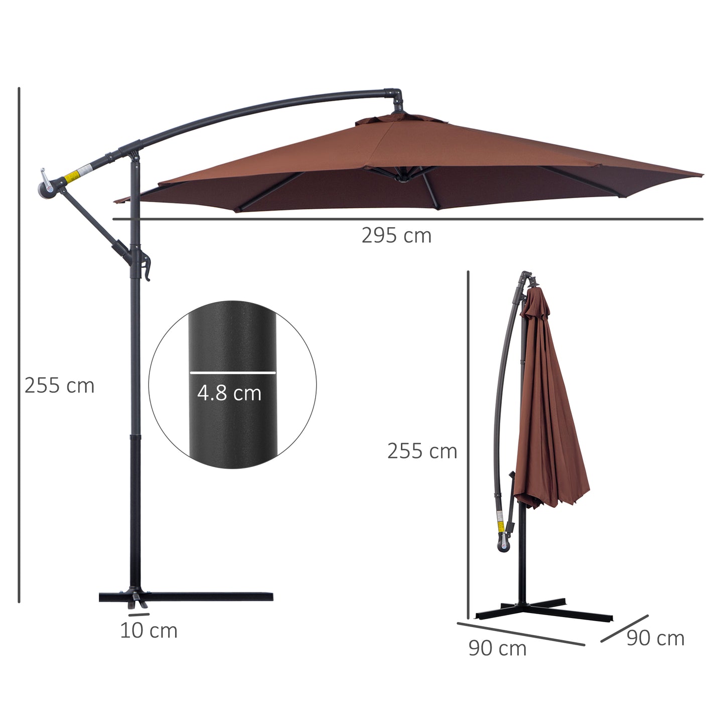 Outsunny √é¬¶3m Hanging Umbrella Parasol-Coffee