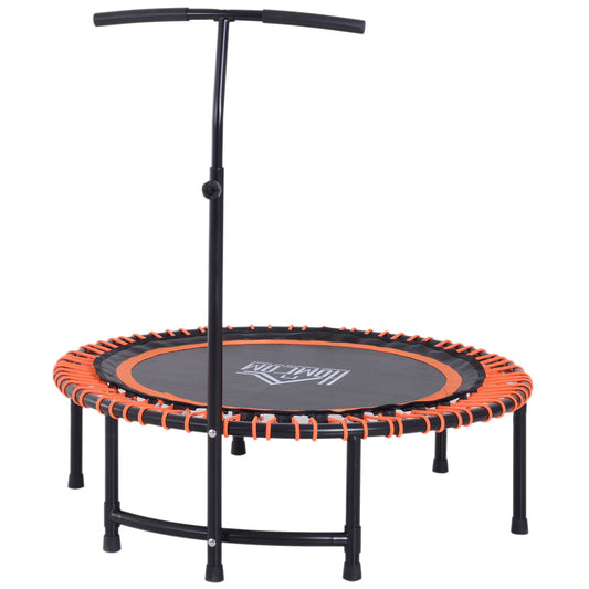 HOMCOM Mini Round Steel Frame Trampoline w/ Adjustable Handle -Black/Orange