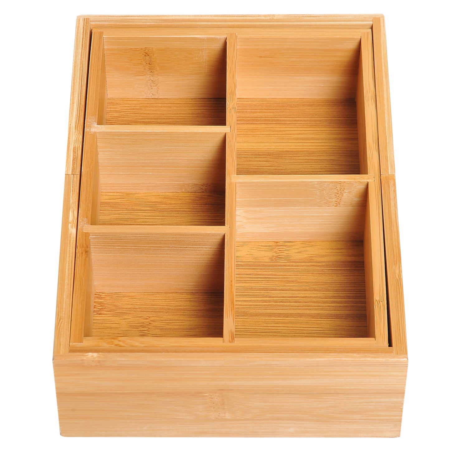 HOMCOM Extendable Drawer Organiser Tray Drawer Inserts Storage Holder Dividers 24.6-41cm, Natural bamboo Colour